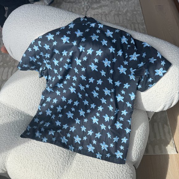 Saturdays NYC York Camp Collar SS Shirt in Blue - Picture 2 of 5